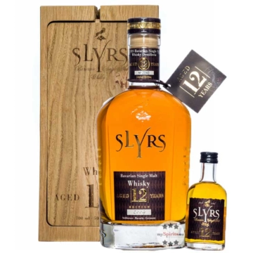 Slyrs 12 Jahre Single Malt Whisky Special Edition: 0,7 L + 0,05 L in Holzblock / 43 % Vol. / 0,7 & 0,05 Liter-Flaschen in Premiumverpackung