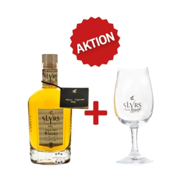 SLYRS Whisky Set: Bavarian Single Malt Whisky + Whisky-Glas / 43 % vol. / 0,35 Liter-Flasche