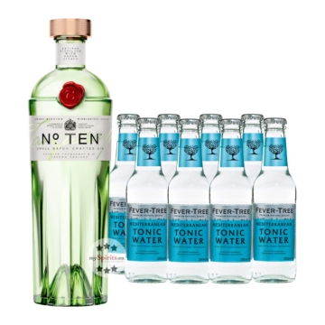 Tanqueray No. Ten Gin (47,3 % Vol. / 0,7 L) + 8 x Fever-Tree Mediterranean Tonic (0,2l) inkl. 1,20€ Pfand