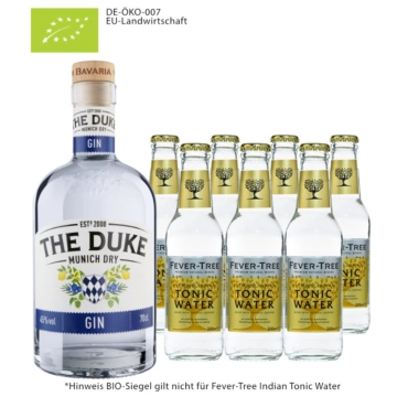 The Duke Munich Dry Gin Bio (45% Vol., 0,7 L) & 7 x Fever-Tree Indian Tonic (0,2 L) inkl. 1,05€ Pfand