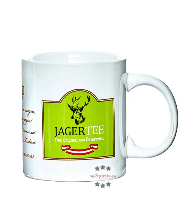Dolomiti: Jagertee-Tasse weiß / 0,25l Eichstrich / ∅ ca. 8 cm / H: ca. 9 cm