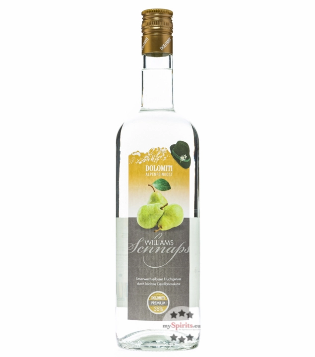 Dolomiti: Williams Birnen Schnaps / 35% Vol. / 1,0 Liter - Flasche