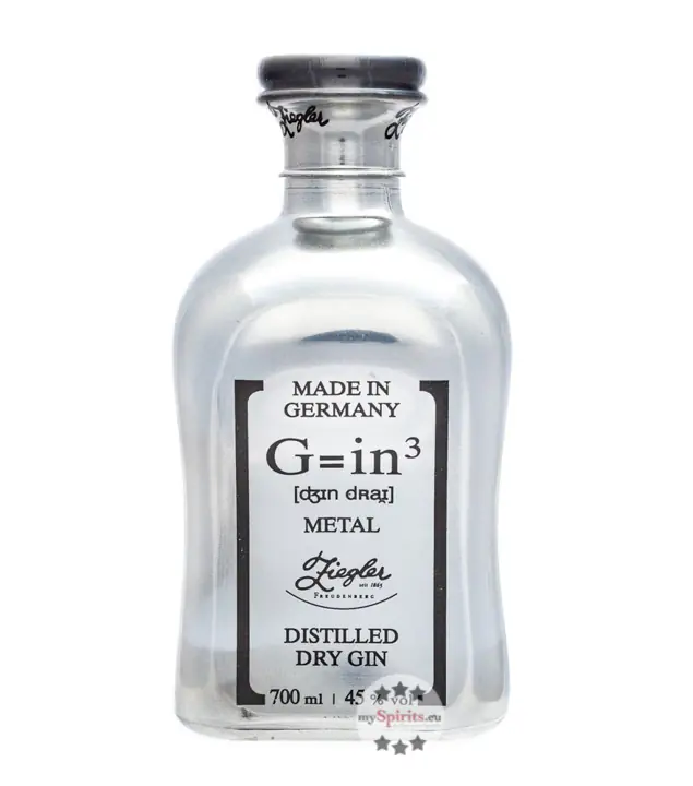 Ziegler Gin G=in3 Classic Metal – Distilled Dry Gin der Brennerei Ziegler / 45 % vol. 0,7 Liter-Flasche