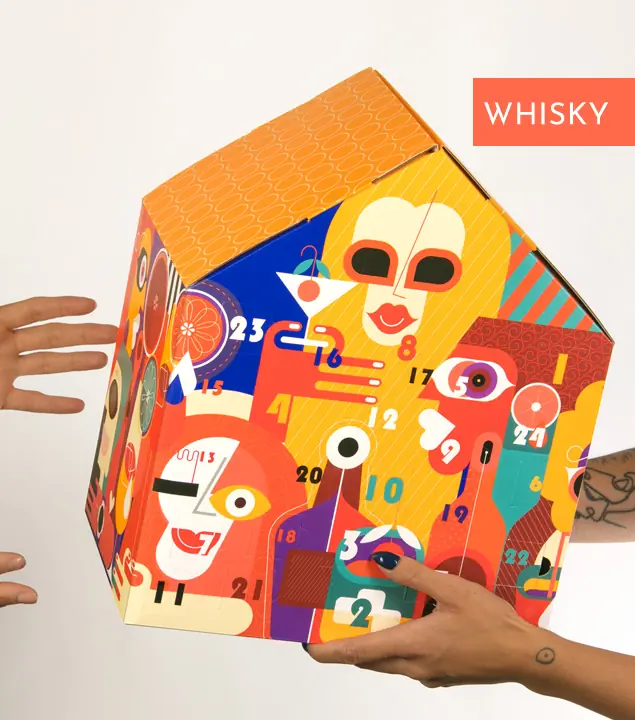 mySpirits Whisky Adventskalender Premium Selection ART EDITION / 40-46 % Vol. / 24 x 0,02l + mySpirits kleines Nosingglas