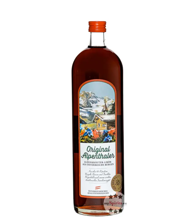 Prinz Alpenthaler: Kräuterlikör mit echten Bergheublumen / 20,5% Vol. / 1,0 Liter - Flasche