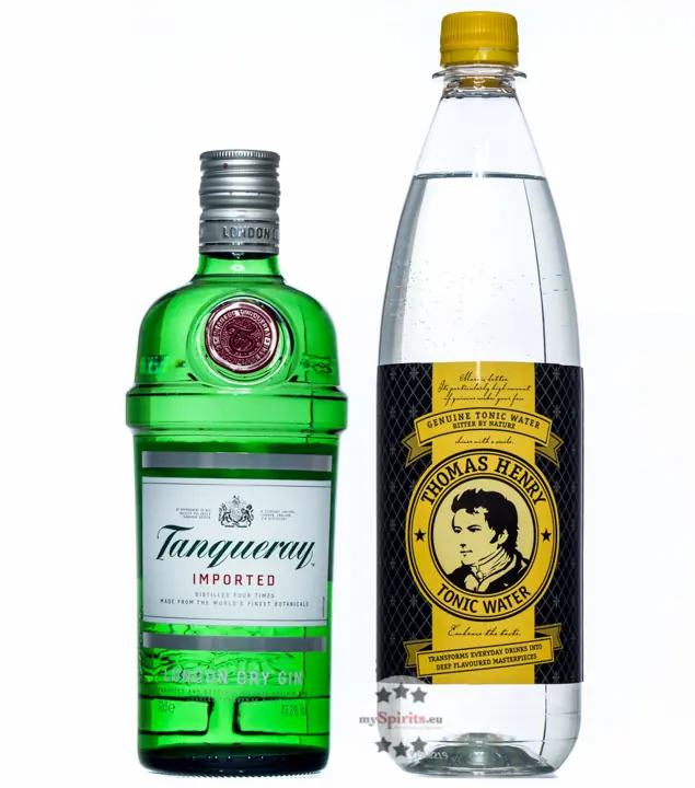 Geschenkset Tanqueray London Dry Gin & Thomas Henry Tonic Water / 47,3 % vol. / 0,7 & 1,0 Liter-Flasche