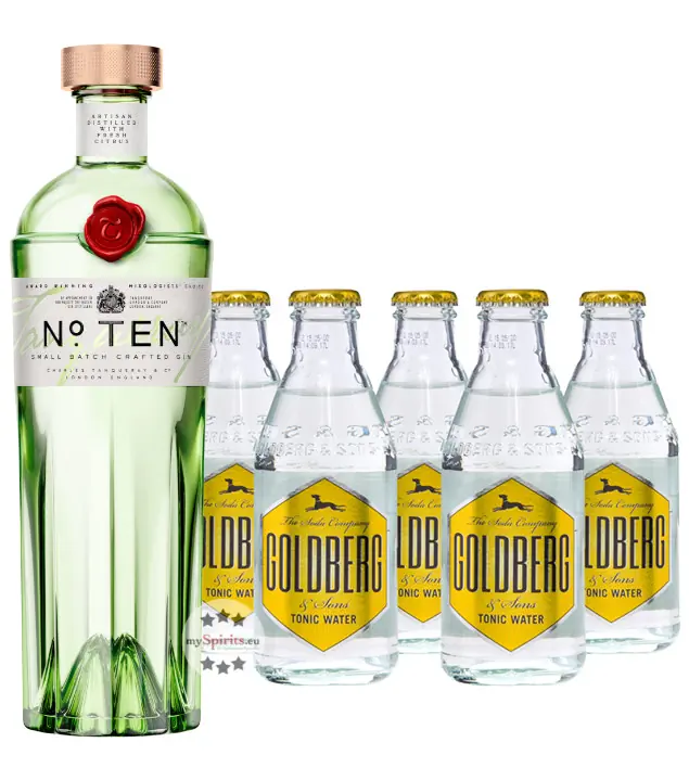 Tanqueray No. 10 Gin (47,3% Vol., 0,7 L) & 5 x Goldberg Tonic Water (0,2 L) inkl. 0,50€ Pfand