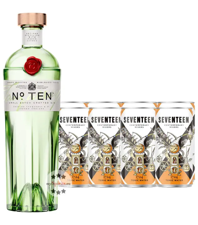Gin Tonic Set: Tanqueray No. Ten Gin (47,3 % Vol. / 0,7 Liter) + 8 x 1724 Tonic Water (0,2 Liter) inkl. 2,00 € Pfand